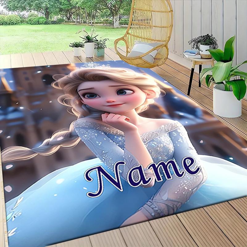 Custom Name Frozen Sisters Embrace Carpet Rug Customizable Soft Washable Anti-Slip Home Living Room Sofa Mats Personalized Rug. 0909282