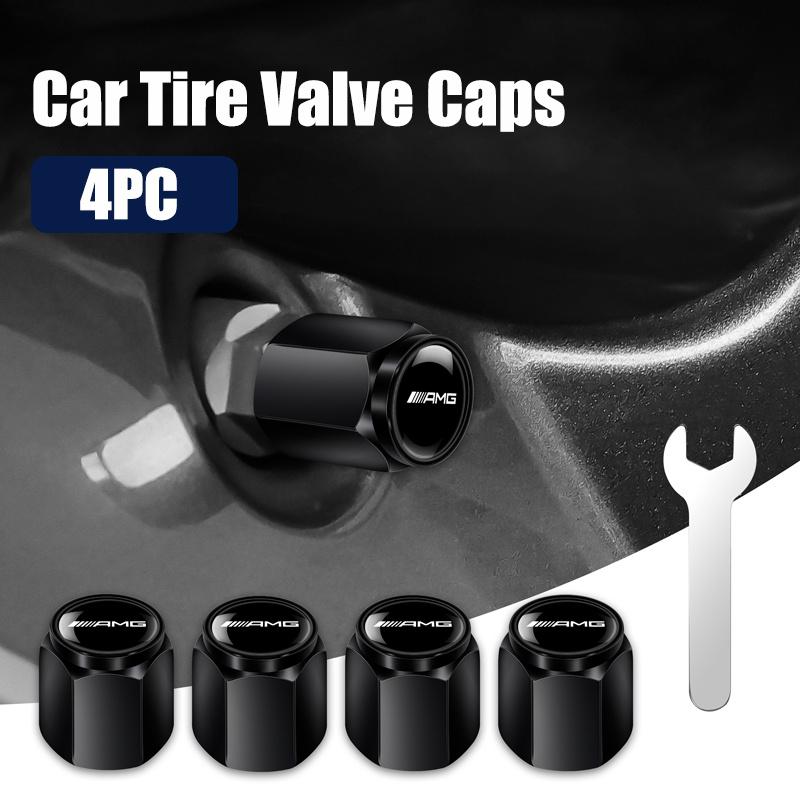 Gxrdw2 2025 Hot 4PCS Car Metal Wheel Tire Valve Cap Tyre Stem Cover Auto Accessory For Mercedes Benz AMG W204 W205 W203 W211 W212 W213