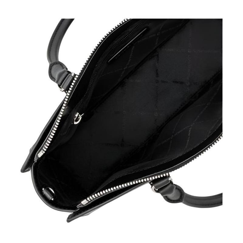 Michael Kors ARDEN Brand Letters All Over Printed Coated Canvas Shoulder Handbag Medium Size Women's Black