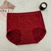 Ankela Plus Size Red Seamless Antibacterial Buttock-Lifting Women's Briefs, Mid-High Waist, Breathable, Year of the Rat Design.