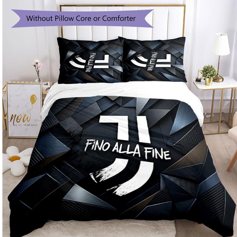 Set Biancheria da Letto 3 Pezzi con Stampa Pattern Juventus FC Morbido Delicato sulla Pelle Lavabile Copripiumino e Federe Set Stagione Unica Camera da Letto