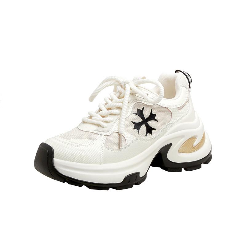 

Grape mother of the same style, fashionable cross flower heightened thick-soled lace-up versatile sports style dad shoes for women s spring and autum 35