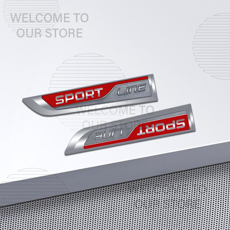 Car Decor Metal Sport Line Letter Emblem 3D Sticker Accessories For Skoda Rapid Kamiq Octavia Yeti Superb Body Side Trunk Decals
