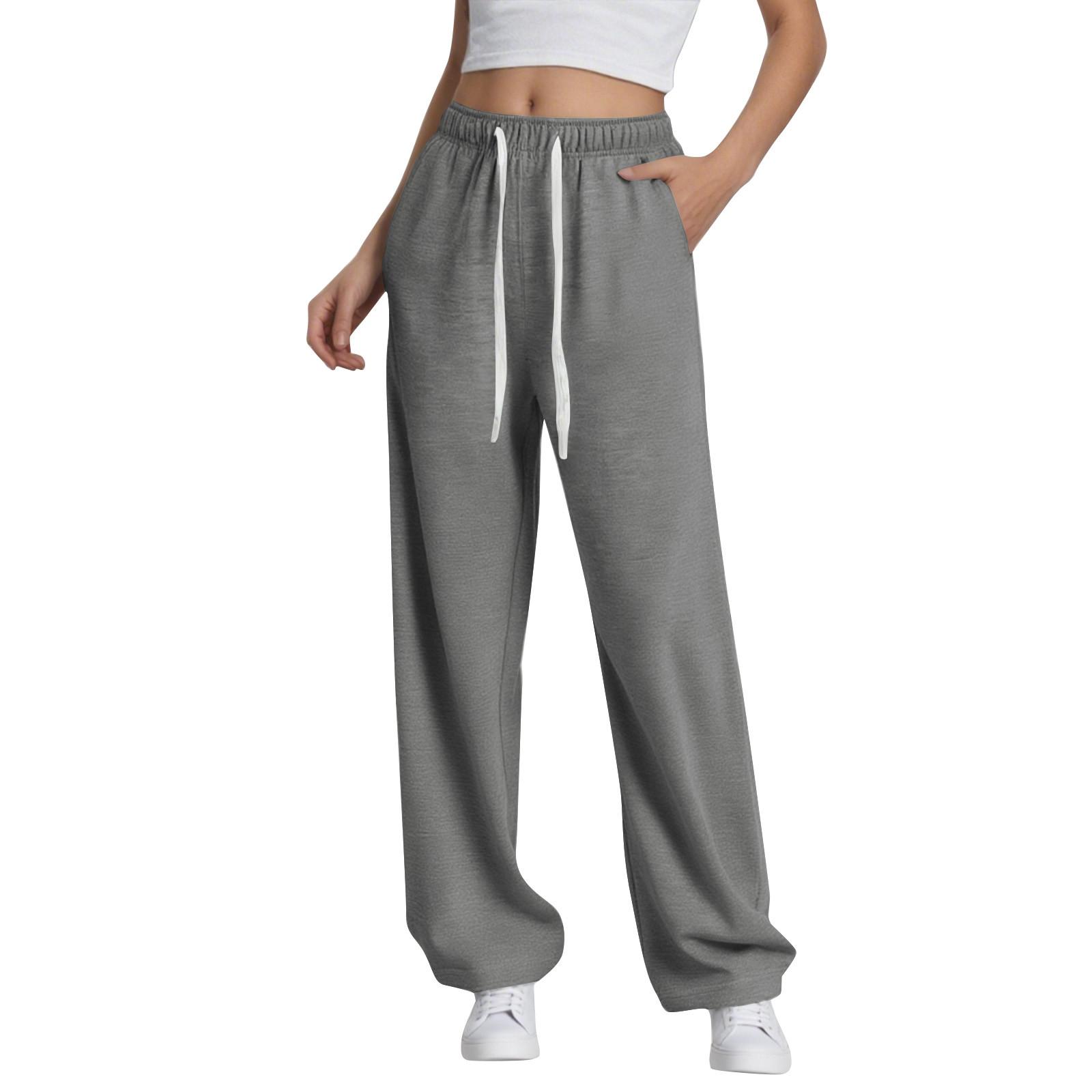 

Wide Leg Sweat Pants For Womens High Waisted Baggy Sweatpants Casual Drawstring Workout Pants With Pockets XL