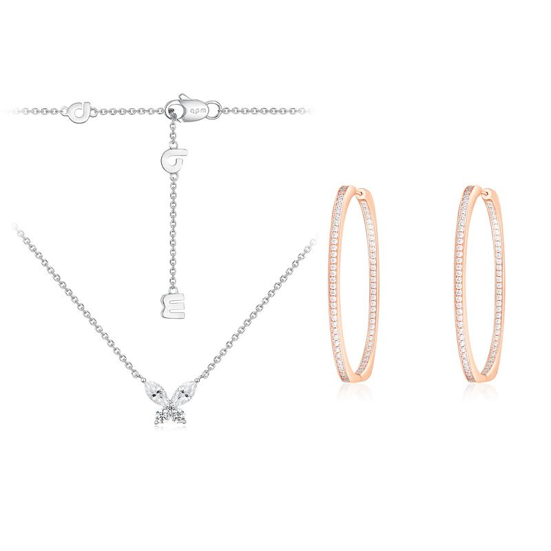 APM Monaco Necklace Necklace + Rose Gold Sparkling Zirconium Earrings (10% Off for Two Pieces) F (one Size Fits All) Endless Love