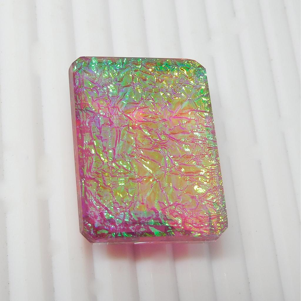 Lab-Created Emerald Cut 132.65 ct Multi-Color Ammolite Loose Gemstone for Jewelry Making and Crafts