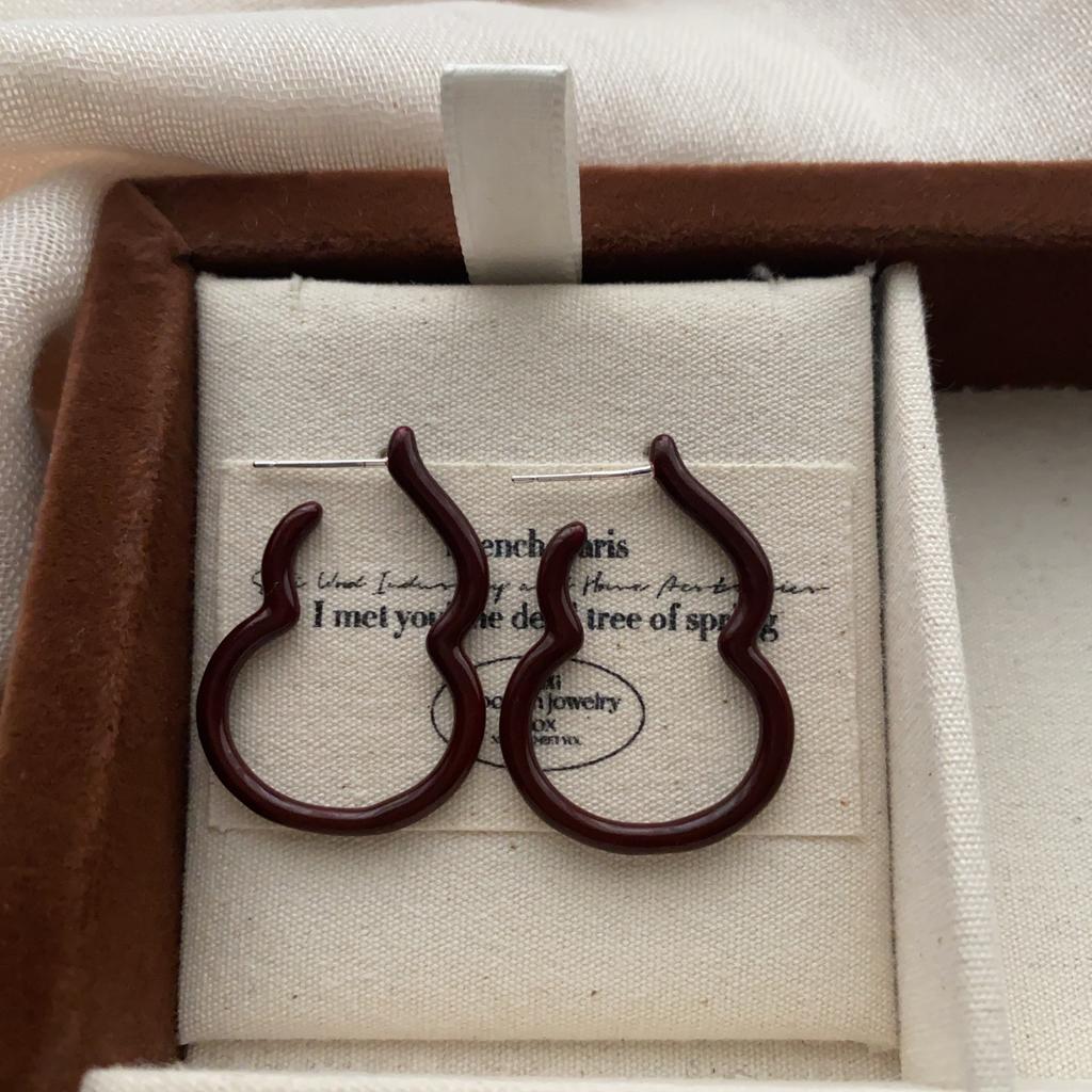 Irregular Curve Oil Drip Earrings Earrings Three-Dimensional Fashion Personality Temperament Advanced Sense Line Smart Retro Earrings