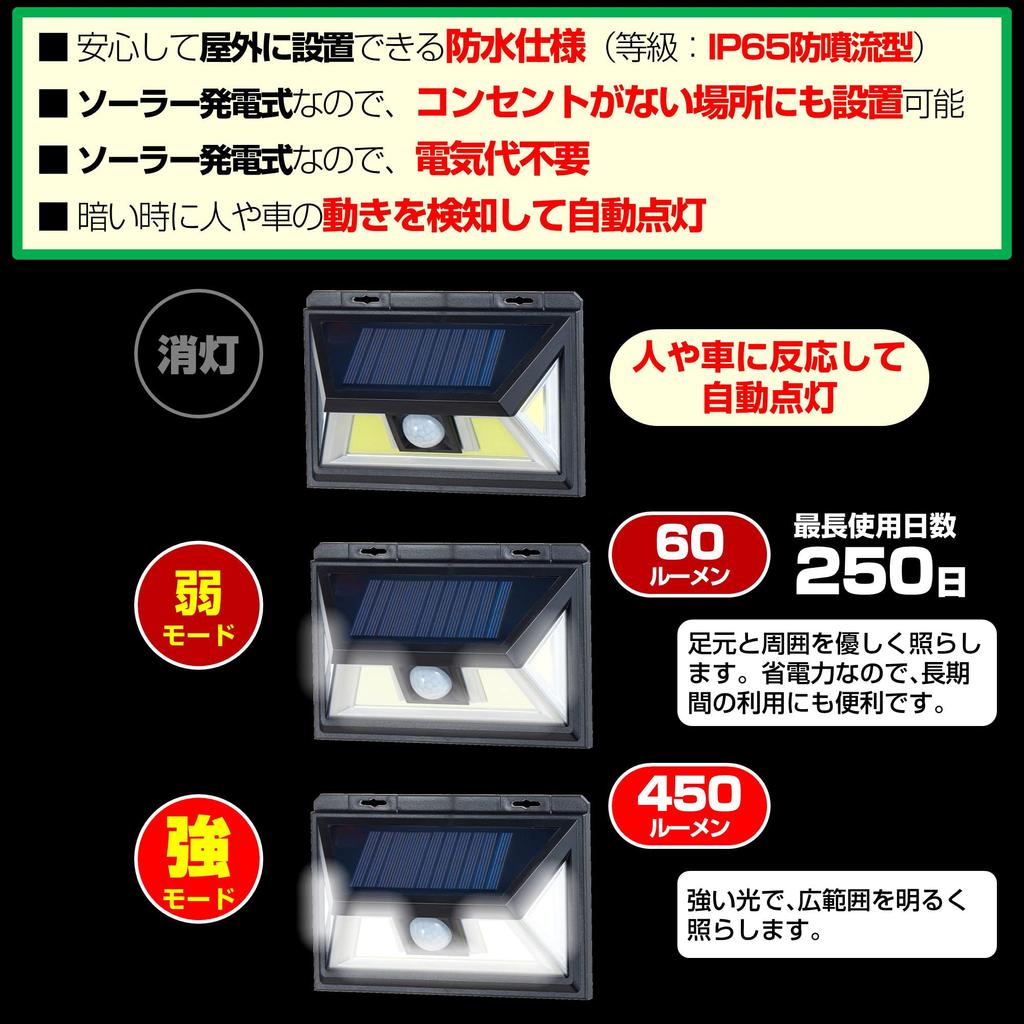 ELPA LED Sensor Wall Light Solar Type ESL-K102SL