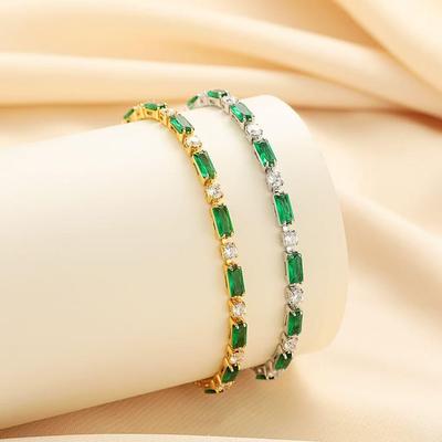 Bracciale da Tennis da Donna di Lusso Cristallo Verde Fantasma e Bianco