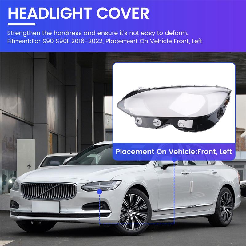 M31K-For Volvo S90 S90L 2016- Car Front Headlight Cover Headlamp Lamp Shell Mask Lampshade Lens Plexiglass Left