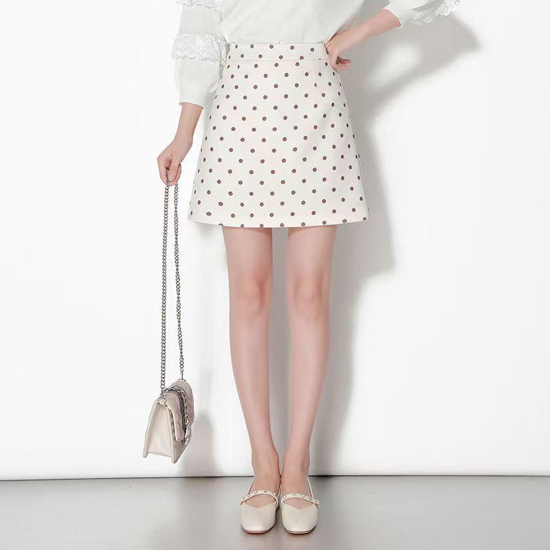 

Юбка миди А-силуэта в горошек в корейском стиле - Женская модная юбка с высокой талией, стройнящая 3XL