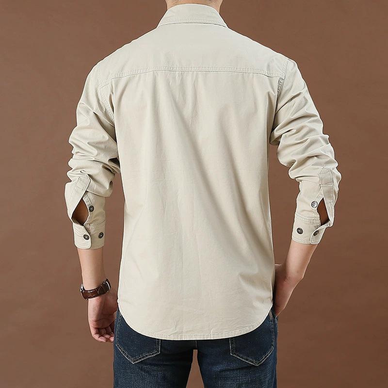 Men's Plus Size Casual Long-Sleeve Cotton Shirt - Spring/Autumn 2026 Collection