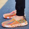 2024 Summer Women's Flats Fashion Elastic Band Weave Casual Shoes Slip on Breathable Sneakers Spring Men Loafers Plus Size 35-44