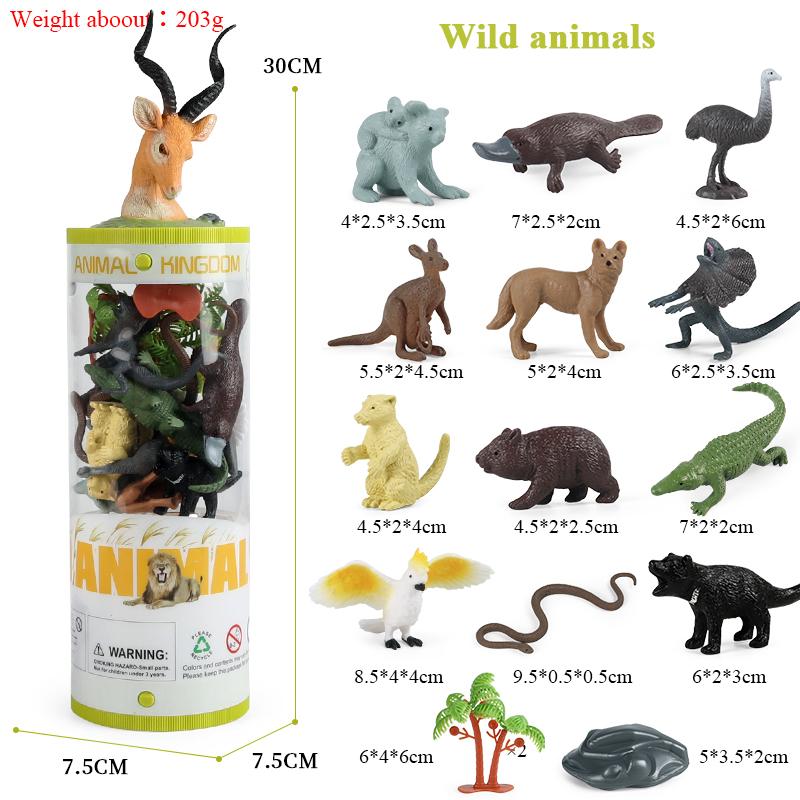 Oenux Zoo Animals Model Lion Shark Bee T-REX Penguin Cow Horse Hen Action Figures Cute Education Miniature Playset Kid Toy Gift