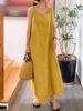 Women's Summer Cotton Linen Sleeveless Vest Dress - Casual, Loose-Fit, Solid Color