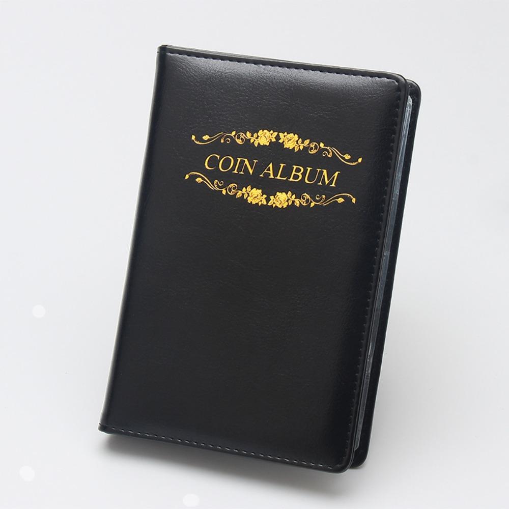 Durable Crown/Rose Print Coin Album PU Leather 120 Pockets Coins Collection Book Mini Pocket Coin Holder Booklet Collector