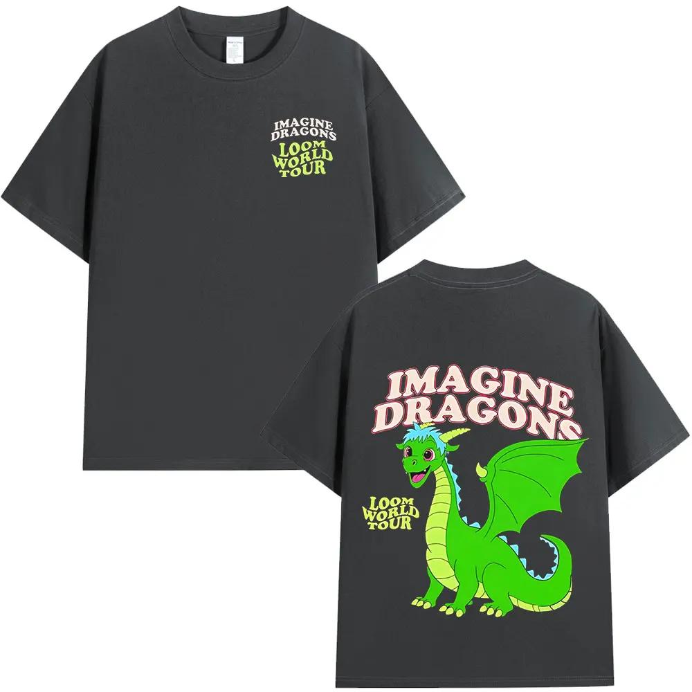 Summer Adult Imagine Dragons Loom World Tour Rock Band Tshirt Cartoon Dragon High Quality 100 Cotton Mens Women Shortsleeved S