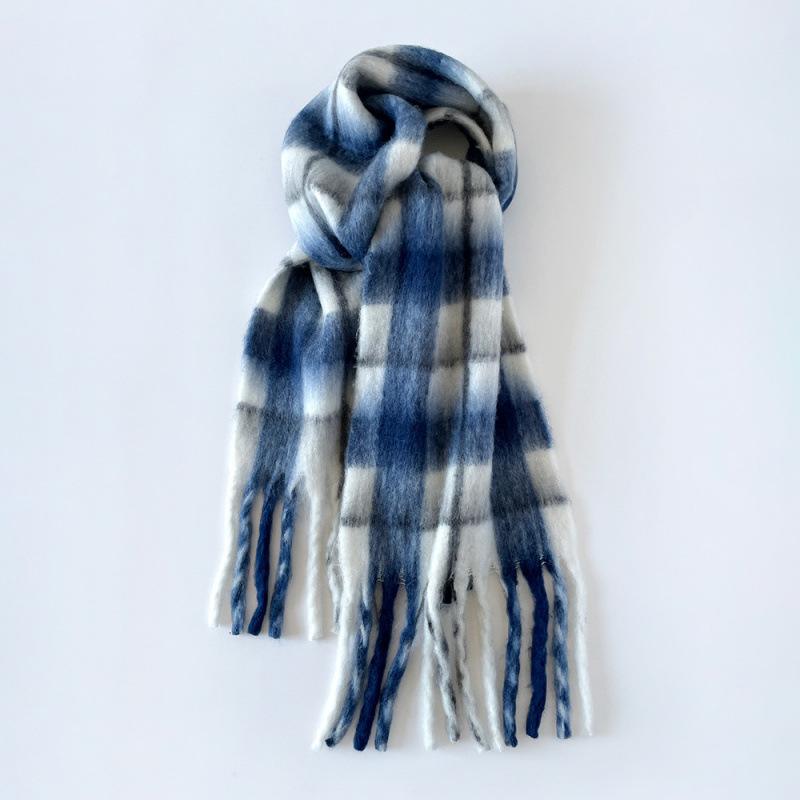 European and American mohair scarf winter thickened versatile shawl scarf wholesale fashion new plaid scarf women's winter
