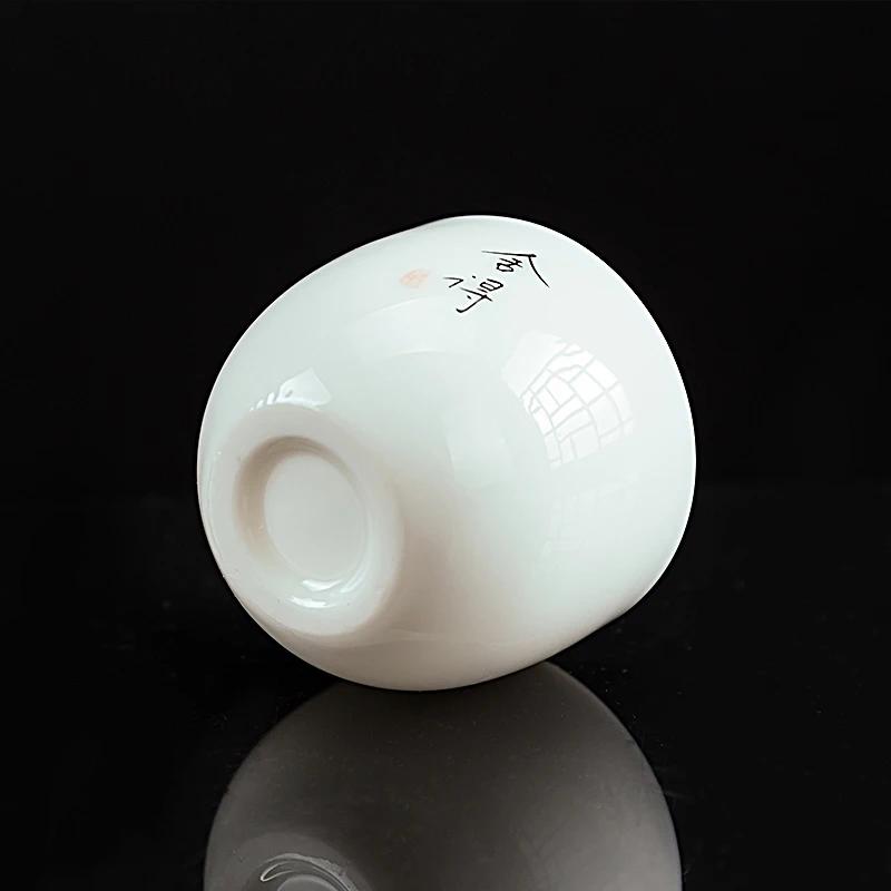 Chińska biała porcelanowa mała filiżanka do herbaty, domowa, osobista filiżanka, wysokiej jakości ceramiczny zestaw do herbaty Kungfu, akcesoria do ceremonii herbacianej