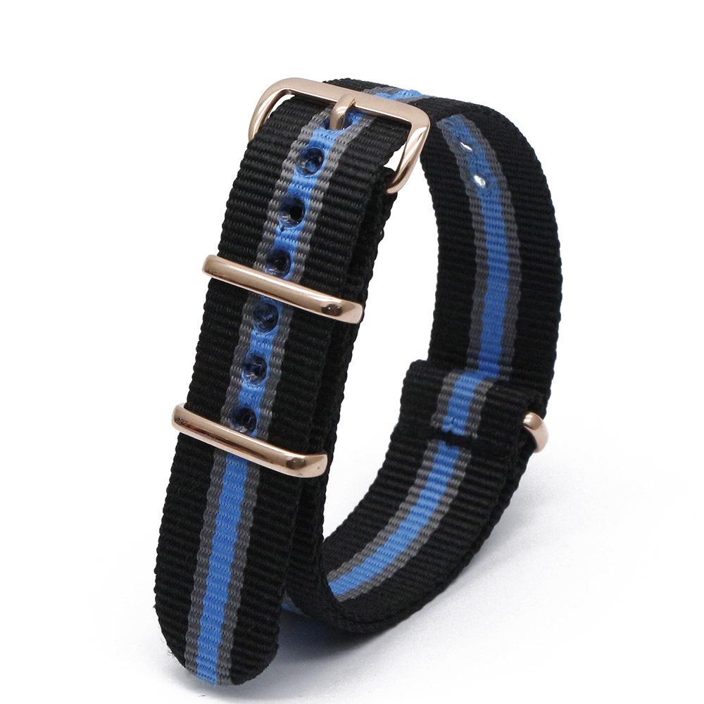 Rose Gold Buckle Nylon Watch Strap - Canvas Replacement for DW Watches