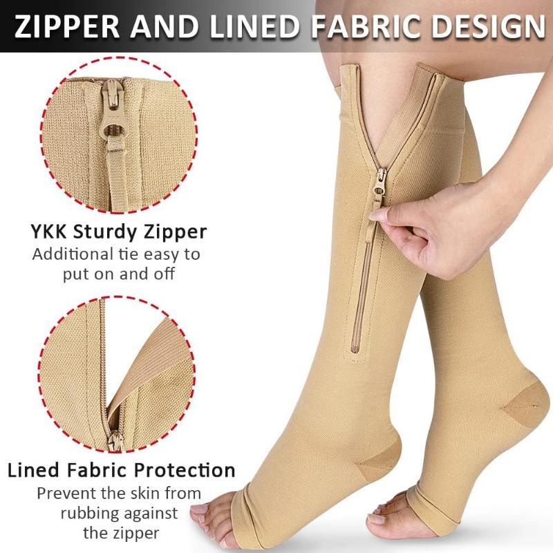 Compression Stockings with ZipperClass Stockings for Men and Women Open Toe Support Stockings for Varicose VeinsEdema RecoveryPregnant