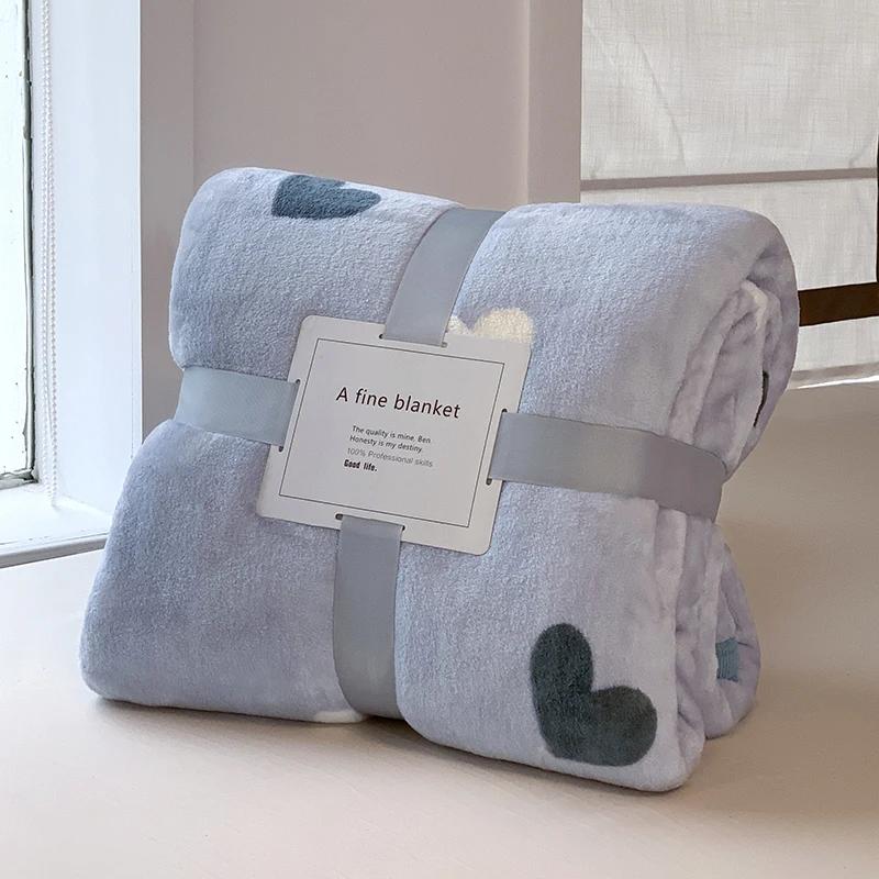 Flannel Fleece Blanket for Beds Reactive Printed Thicken Warm Blankets for Winter Single/Queen/King Size Plaids for Sofa Blanket