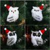 1Pc Cute Owl Mini White Black Simulation Furry Bird Ornament Decoration Adornment Simulation for Home Decor Christmas Pendant