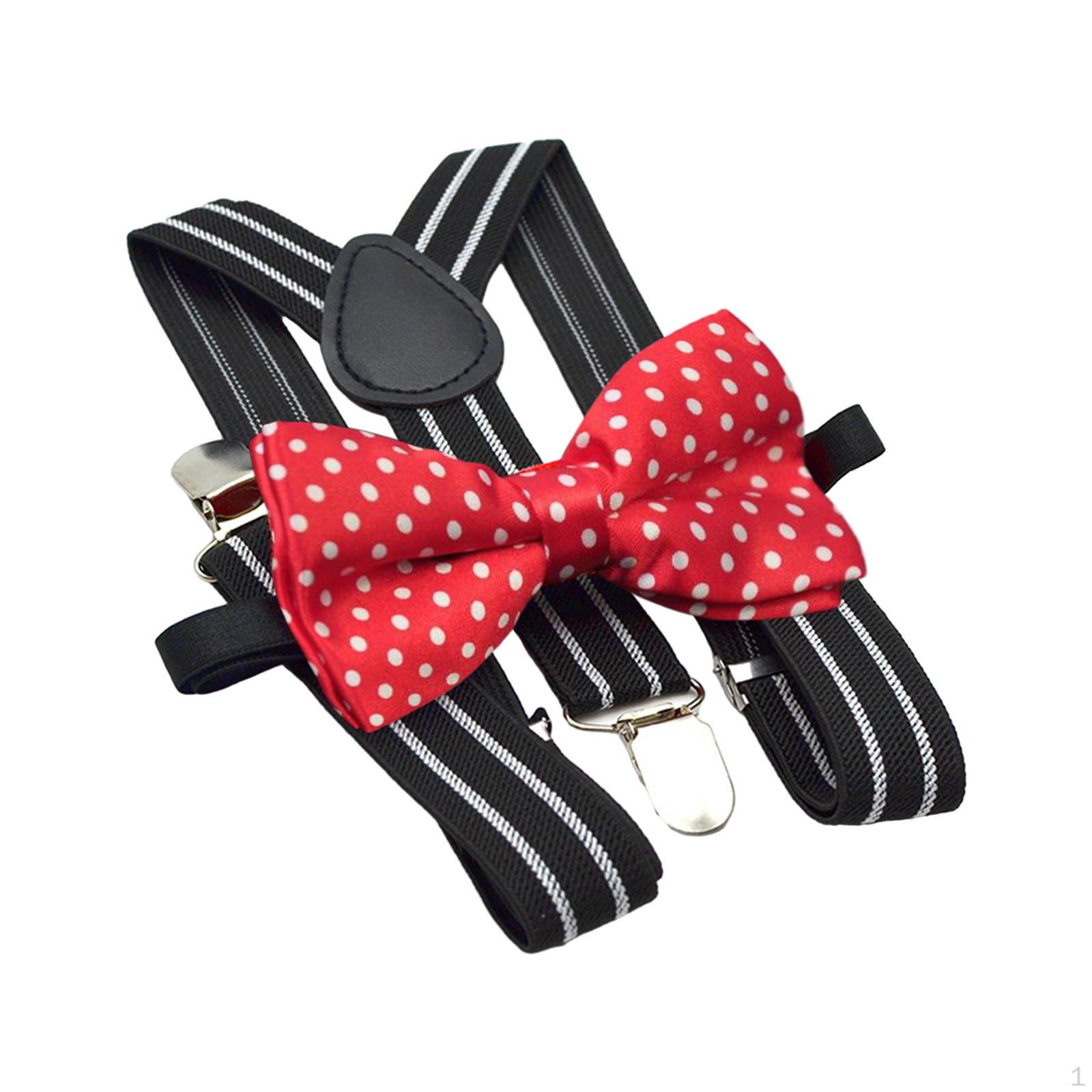 

2x Y-образная задняя эластичная застежка подтяжки галстук-бабочка комплект для костюма на день рождения детей