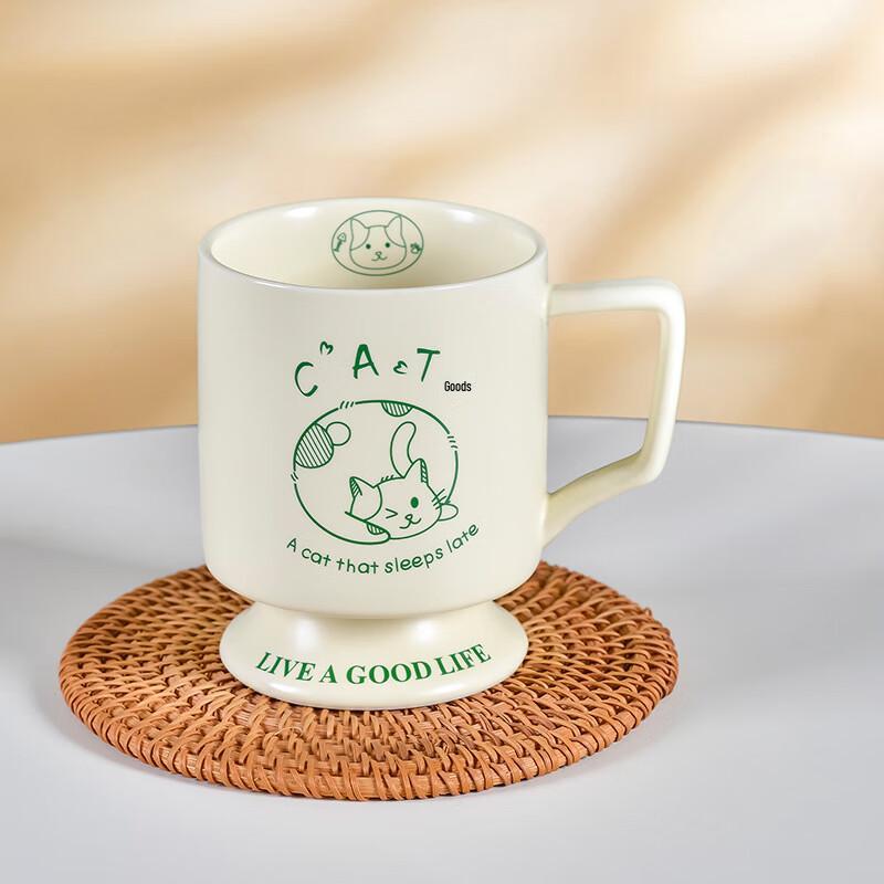 Набор керамических кружек Qitai Cartoon Cat Cream кремовый