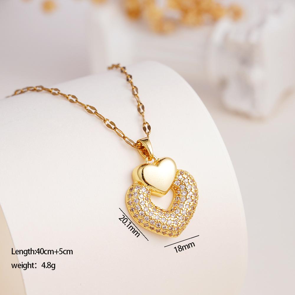 Luxury Fashion Bling Zircon Star Heart Pendant Necklace for Women Men Cool Stainless Steel Chain Jewelry Accessories Gifts