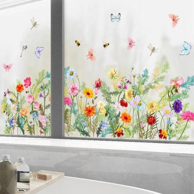 Colorful Flower PVC Removable Window Stickers To Brighten Up Your Home or Office