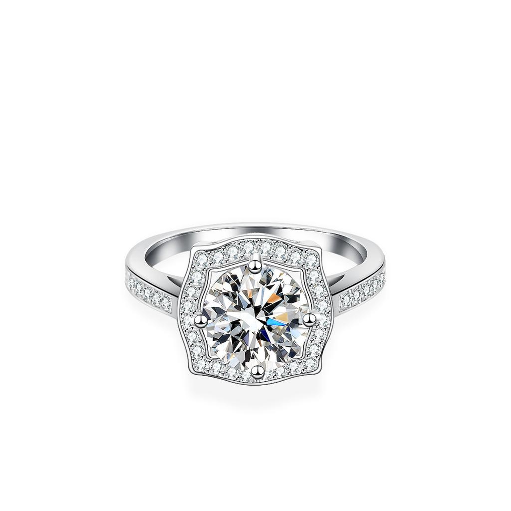 S925 Silberring 2ct Moissanit und Moissanit Diamant Damen Verlobungsring Ehering Geschenk für Freundin