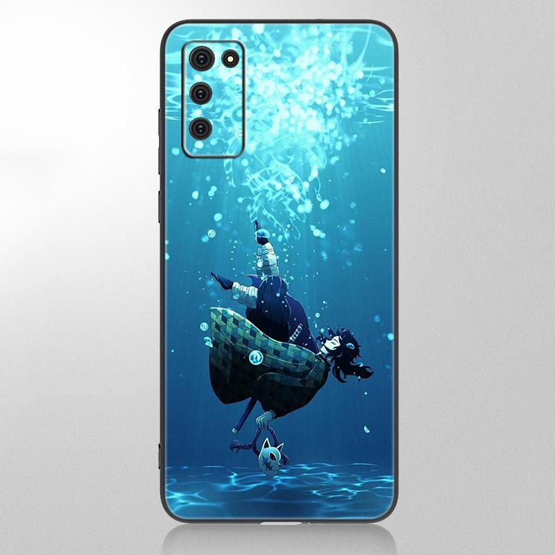 Anime Dämon Slayer Tanjiro Fall für Samsung Galaxy A12 A02S A22 A32 A52 A72 A71 A51 A41 A31 A21 A11 A50 A70 A10 A20S schwarze Abdeckung