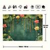 2D Deep Green Lotus Garland Backdrop, Indian Traditional Pooja Photo Background