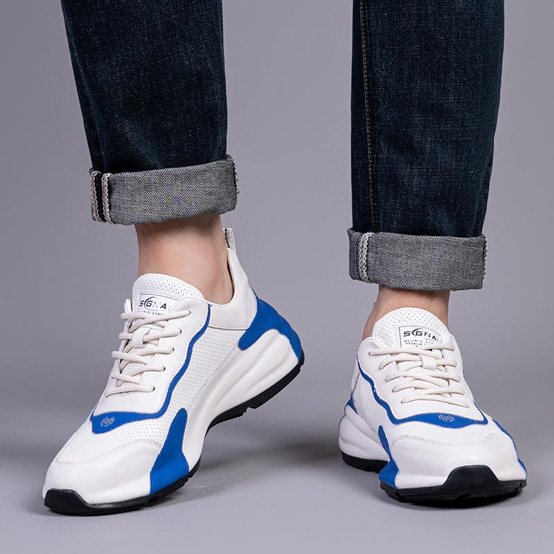 Extra large size men's shoes high-end all-inclusive sneakers spring and autumn new mesh casual shoes thick sole heightening dad shoes