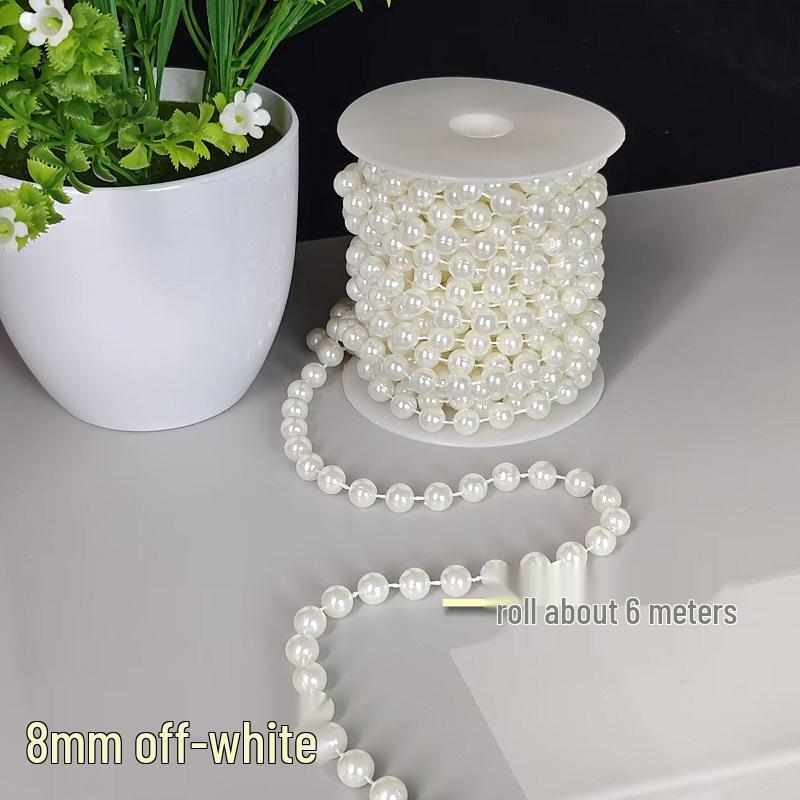 DIY Floral Embellishment Linked Bead Chain, 4-14mm Anti-pearl Jewelry Accessories for Wedding Decor