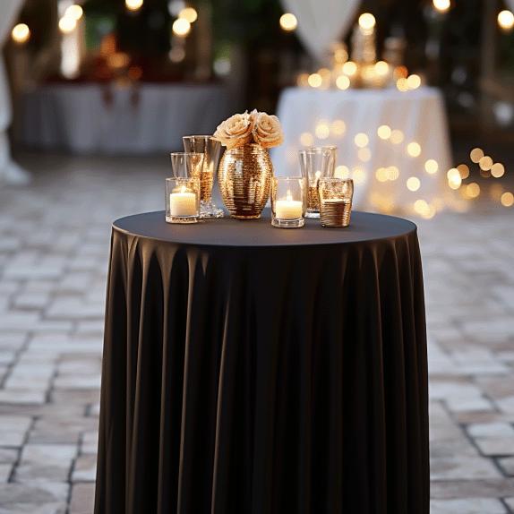 Tablecloth Cover With Skirting, Valves For Cocktail Bar Table 80 Cm Black