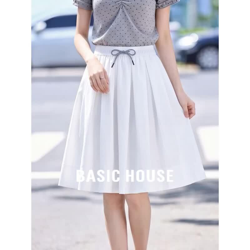 Basic House Women s High-Waist A-Line Skirt One Size