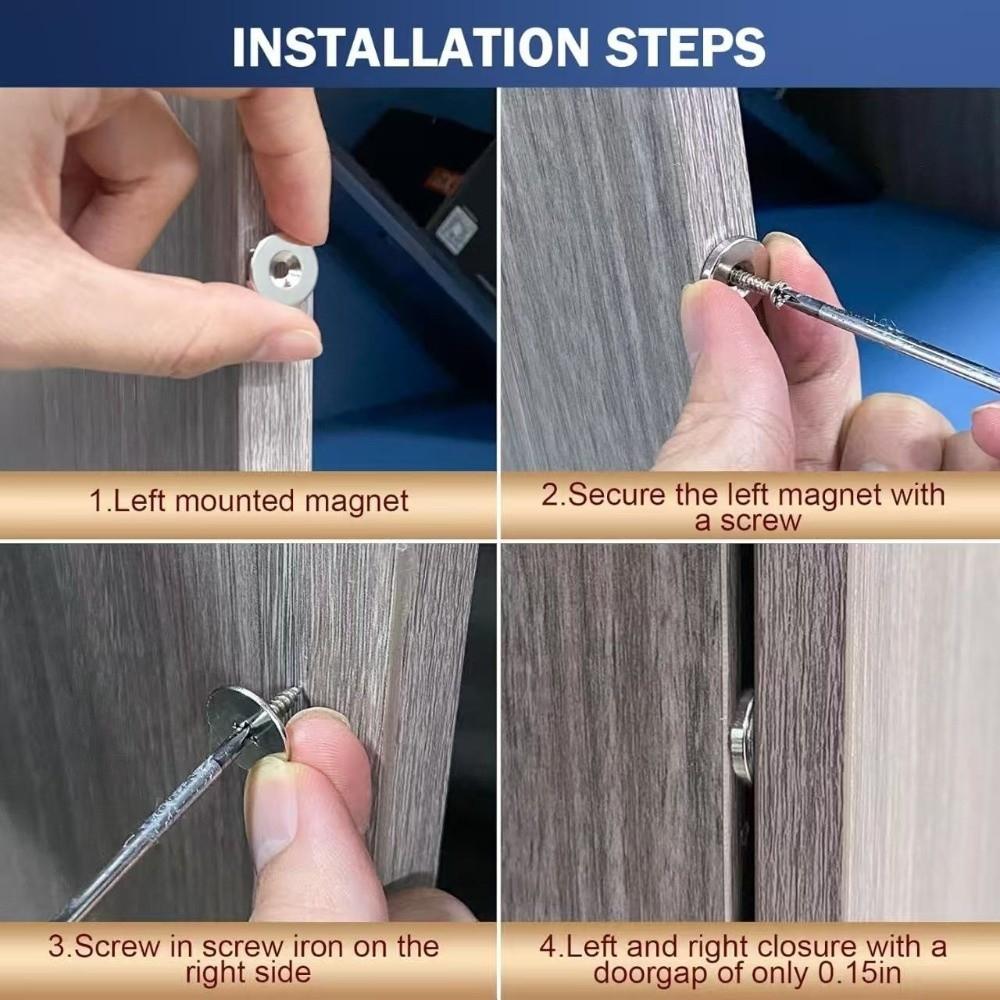 4/6set Round Metal Cabinet Door Magnet Catches Magnetic Closure Metal Magnetic Magnetic Door Catch With Screws Hidden Closing