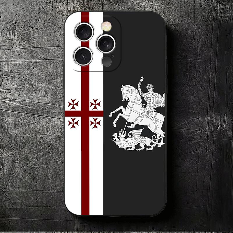 Georgia Passflagge Weiche Handyhülle für iPhone 16 16E 17 Air 15 Pro Max 14 Plus 13 Mini 11 12 7 Schwarze Hülle Rückschale