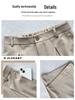 Women's Khaki High-Quality Straight-Leg Drape Suit Pants - Spring 2026 Style