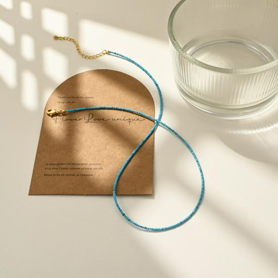 Exquisite Turquoise Stone Beaded Necklace & Bracelet Set - French Retro Niche Design