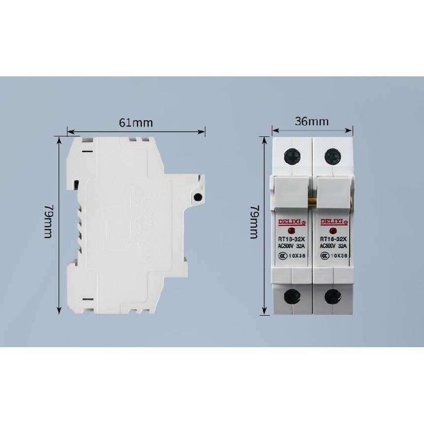 DELIXI 2P Electrical Fuse RT18-32X 500V AC for Motor Control,Transformer,Distribution Cabinet 10*38MM Resistor Fuse Holder Relays 5