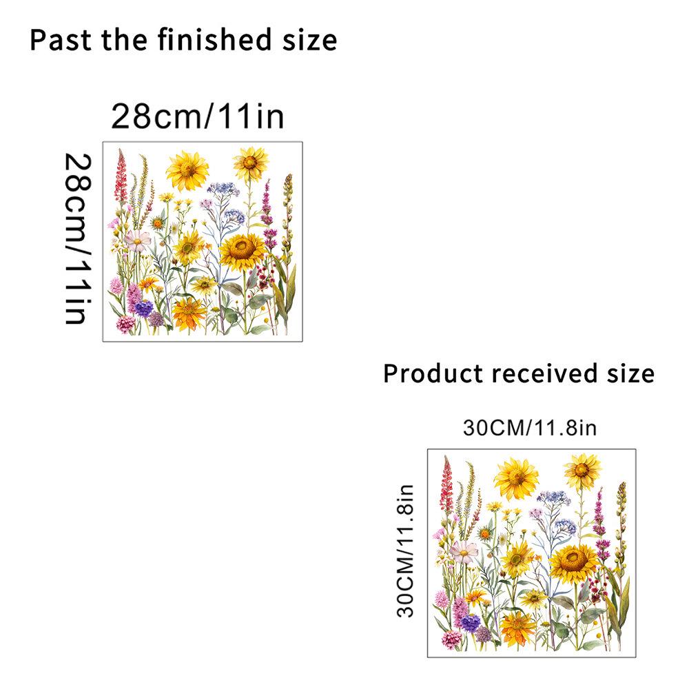 Compact Sunflower & Greenery Wall Stickers for Rooms & Bathroom - Removable Decor