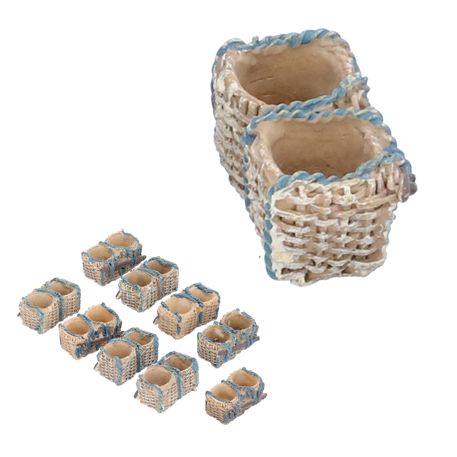 10PCS Miniature Rattan Basket Ornaments Simulation Basket Micro Landscape Bonsai Decoration