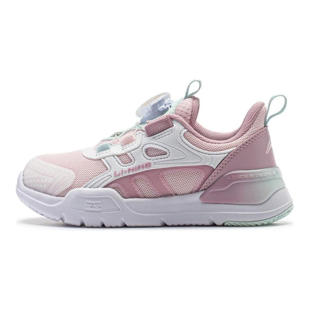 Li Ning Kids Shield Comfortable Shock Absorbing Wear Resistant Low Top Casual Shoes Kids Casual Shoes White Pink YKNU016-2