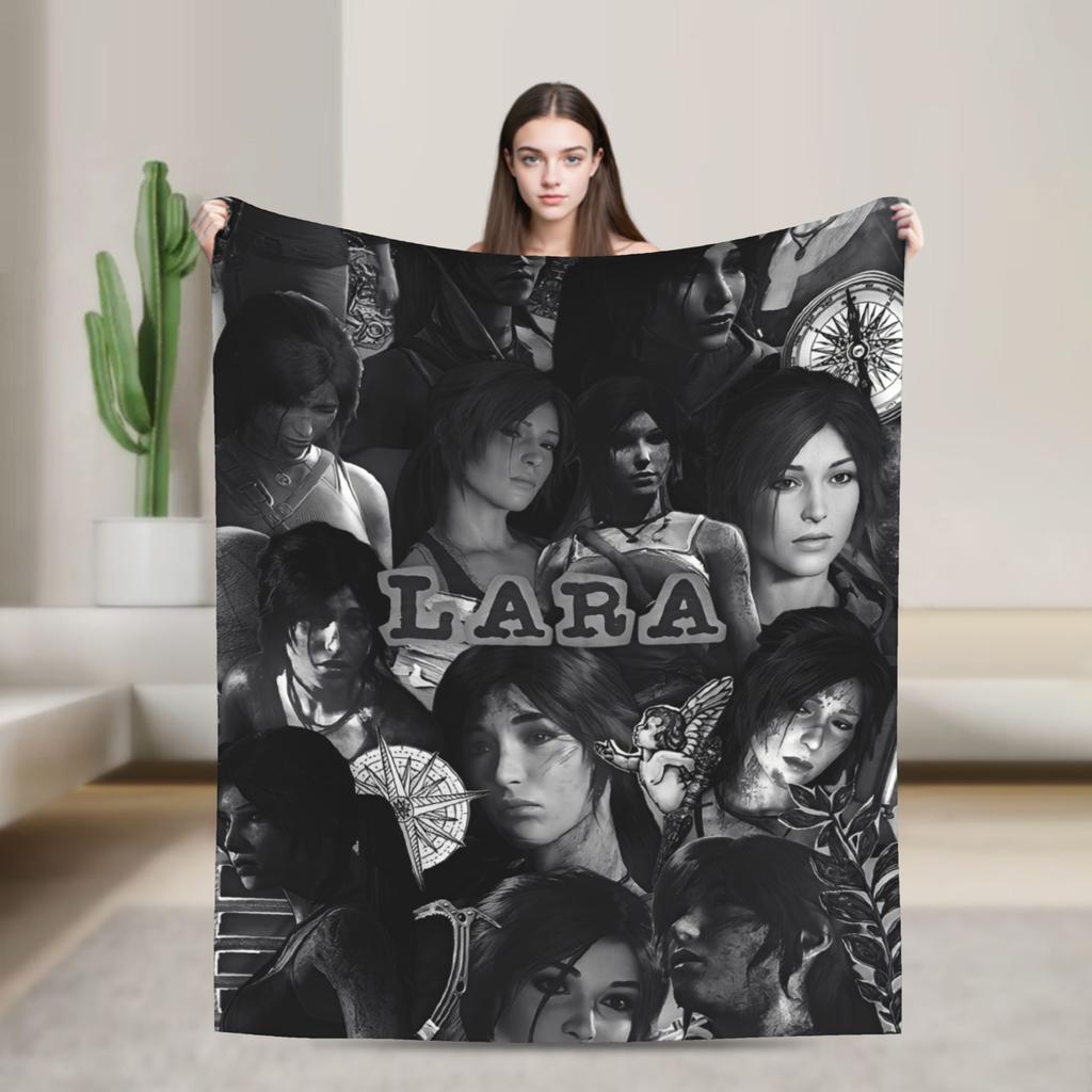 Tomb-Raider Lara Croft Blanket Cover Fleece Survival Video Game Warm Throw Blanket for Sofa Couch Quilt Multi-function