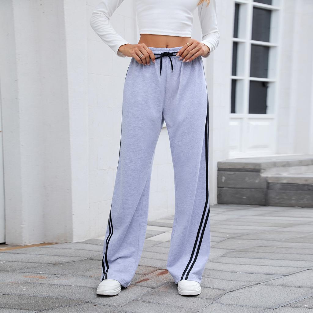 European and American Women's Autumn and Winter Loose Straight Wide-leg Pants with Tie Casual Sweatpants Trousers