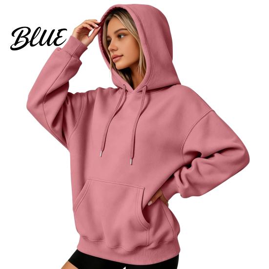 Soft Polyester Pullover Women Oversized Hoodie Cotton Blend Long Sleeve Sweatshirt Adjustable Drawstring Hoodie for Daily Wear And Front Pocket