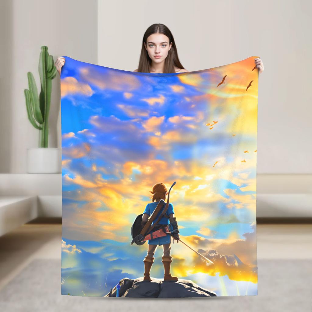 Link Cartoon Z-Zeldas Soft Warm Blanket Decorative Plush Throw Blanket Aesthetic Couch Chair Flannel Bedspread Sofa Bed Cover